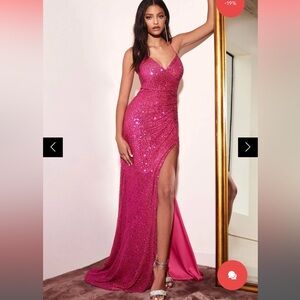 Cinderella Divine - CH225 Sequined Plunging V-neck Sheath Dress